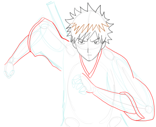 07 Step 7 : Drawing Ichigo Kurosaki in Simple Steps Tutorial