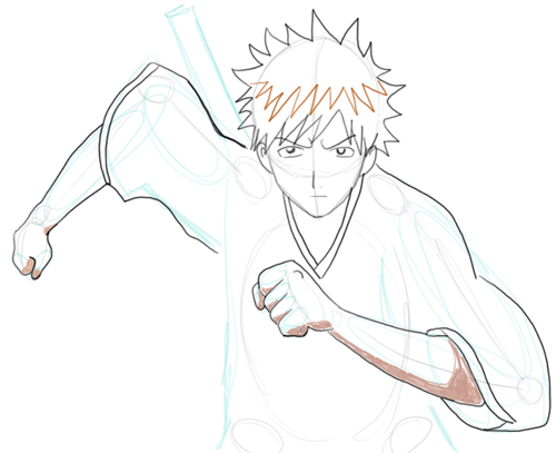 08 Step 8 : Drawing Ichigo Kurosaki in Simple Steps Tutorial