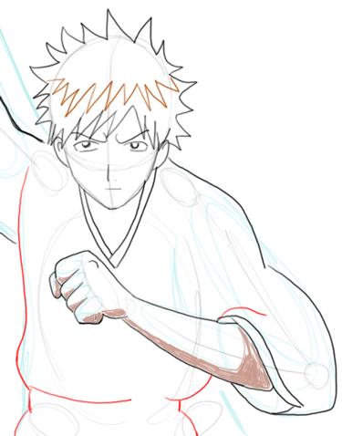09 Step 9 : Drawing Ichigo Kurosaki in Simple Steps Tutorial