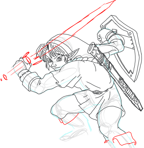 16 Step 16 : Drawing Link from Legend of Zelda in Easy Steps Lesson