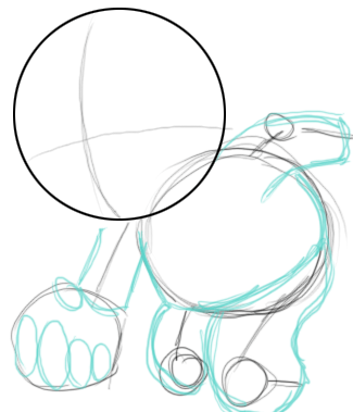 3 Lightly sketch his fingers with ovals. Lightly sketch the basic shape of his form as well.