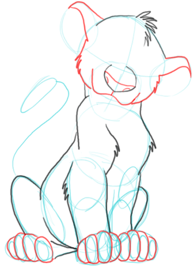 6 Step 6 : Drawing Simba the Lion in Easy Steps Lesson