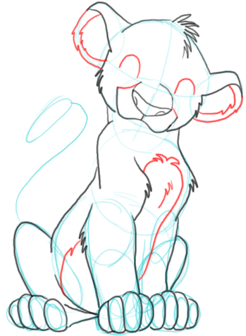 7 Step 7 : Drawing Simba the Lion in Easy Steps Lesson