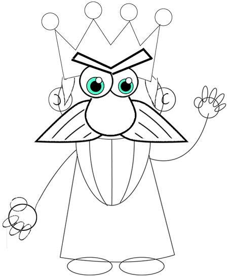 7 Step 7 : Drawing Cartoon Kings Easy Steps Tutorial