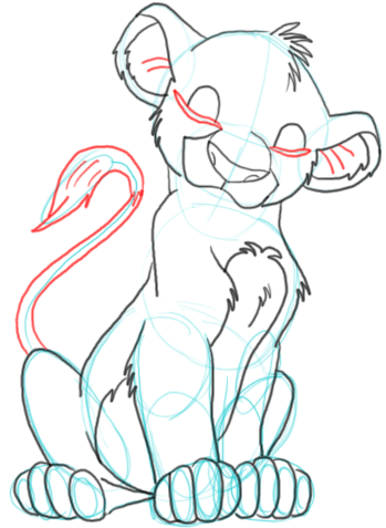 8 Step 8 : Drawing Simba the Lion in Easy Steps Lesson