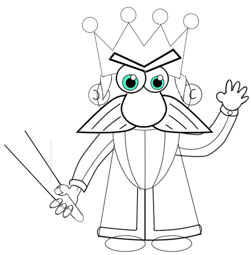 9 Step 9 : Drawing Cartoon Kings Easy Steps Tutorial