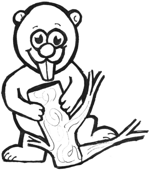 beaver-bw-finished How to Draw Cartoon Beavers in Easy Steps Drawing Lesson