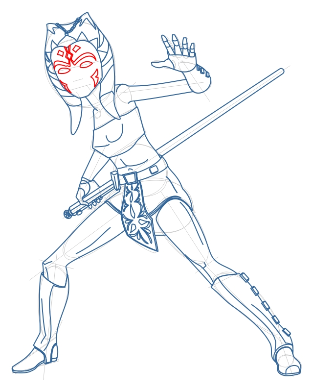 Step 10 : Drawing Ahsoka Tano from The Clone Wars Tutorial Step 10 : Drawing Ahsoka Tano from The Clone Wars Tutorial
