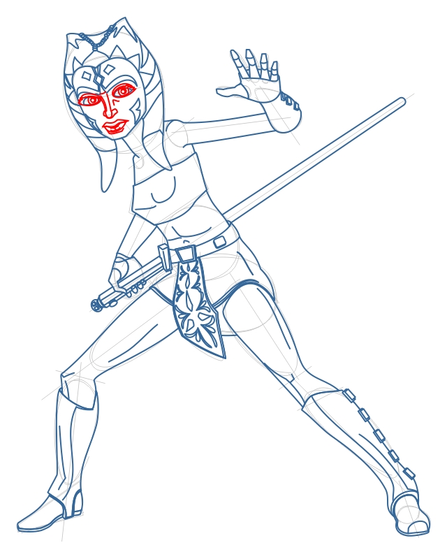 Step 11 : Drawing Ahsoka Tano from The Clone Wars Tutorial Step 11 : Drawing Ahsoka Tano from The Clone Wars Tutorial