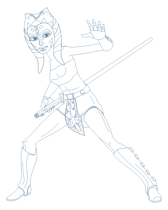 Step 12 : Drawing Ahsoka Tano from The Clone Wars Tutorial Step 12 : Drawing Ahsoka Tano from The Clone Wars Tutorial