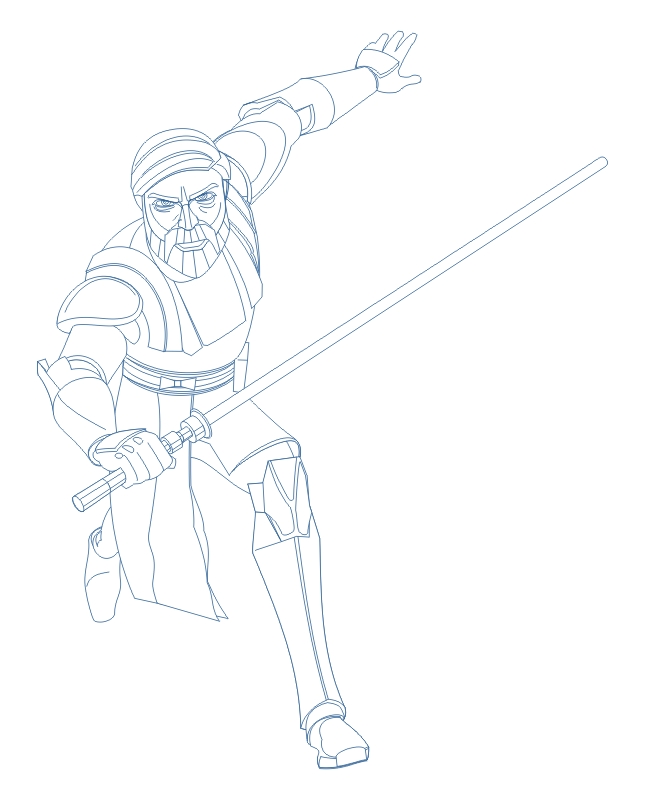 Step 11 : Drawing Obi-Wan Kenobi from The Clone Wars Tutorial Step 11 : Drawing Obi-Wan Kenobi from The Clone Wars Tutorial