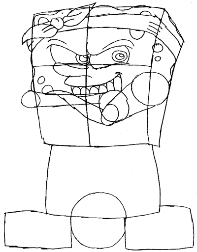 Step 5 : Drawing Gangster Spongebob Lesson Step 5 : Drawing Gangster Spongebob Lesson
