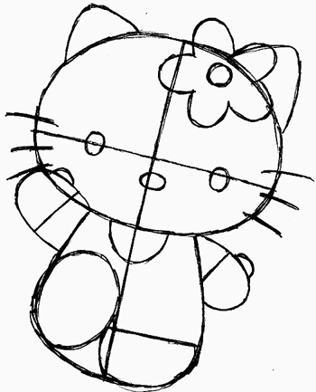 Step 6 : Drawing Hello Kitty in Easy Steps Tutorial Step 6 : Drawing Hello Kitty in Easy Steps Tutorial