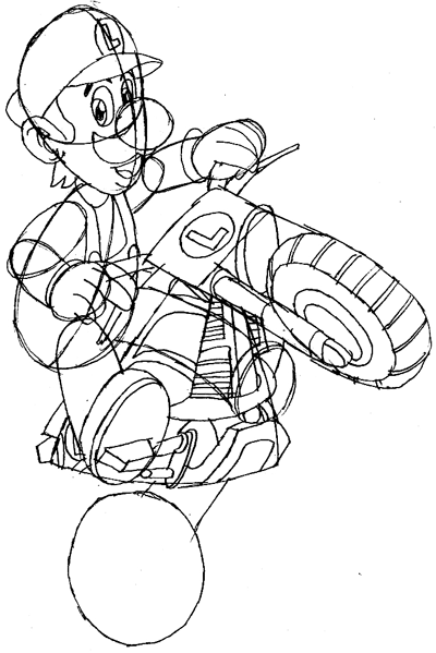 Step 12 : How to Draw Luigi Mario Kart Step 12 : How to Draw Luigi Mario Kart