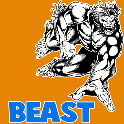 How to draw Beast from Marvel's X-Men Superhero Team with easy step by step drawing tutorial