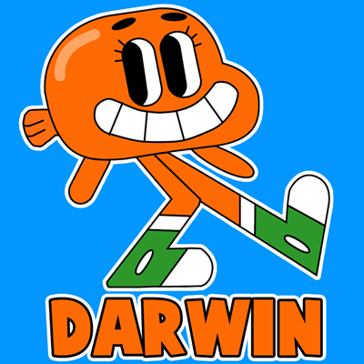 How to draw Darwin from the Amazing Adventures of Gumball Game with easy step by step drawing tutorial