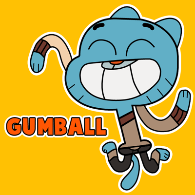 How to draw Gumball from the Amazing Adventures of Gumball Game with easy step by step drawing tutorial