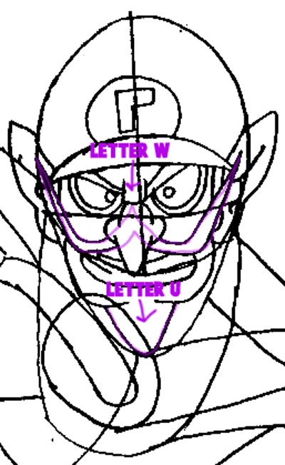 Step 3 How to Draw Waluigi's Face Step 3 How to Draw Waluigi's Face