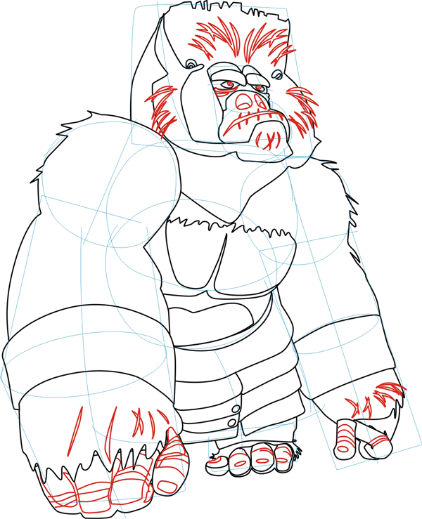 Step 5 : Drawing Cartoon Gorilla in Shen's Gorilla Army from Kung Fu Panda 2 in Easy Steps Lesson Step 5 : Drawing Cartoon Gorilla in Shen's Gorilla Army from Kung Fu Panda 2 in Easy Steps Lesson