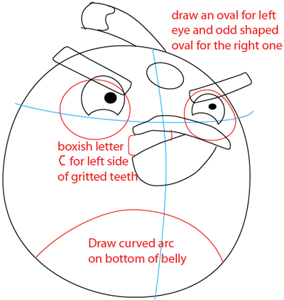 Step 6 : Drawing Black Angry Bird in Easy Steps Lesson Step 6 : Drawing Black Angry Bird in Easy Steps Lesson