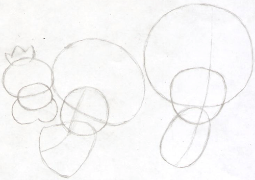 Step 6 : Drawing Toad and Toadette from Wii Mario Kart in Easy Steps Lesson Step 6 : Drawing Toad and Toadette from Wii Mario Kart in Easy Steps Lesson