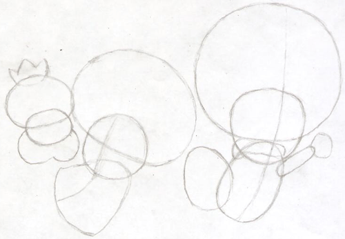 Step 7 : Drawing Toad and Toadette from Wii Mario Kart in Easy Steps Lesson Step 7 : Drawing Toad and Toadette from Wii Mario Kart in Easy Steps Lesson