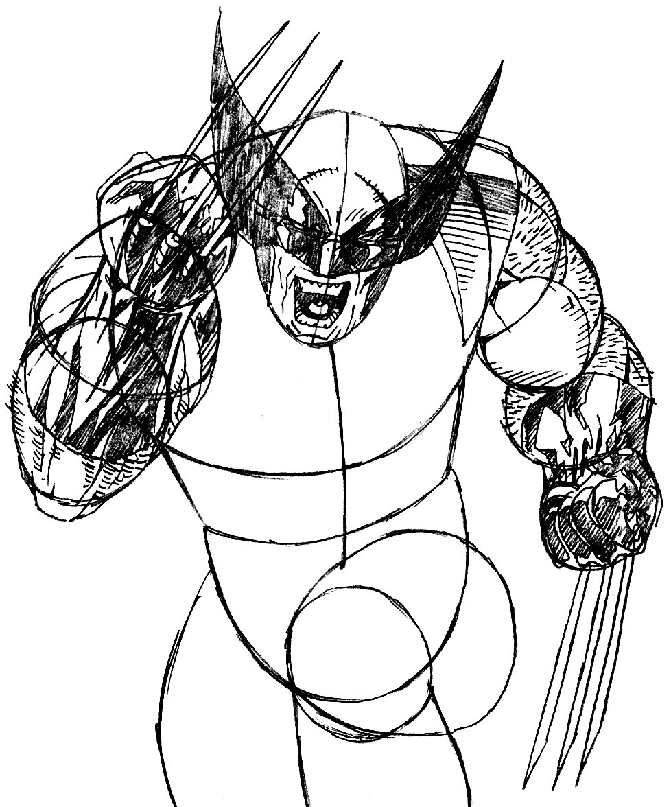 Step 8 : Drawing Wolverine from Marvel's X-Men Superhero Team Easy Steps Lesson Step 8 : Drawing Wolverine from Marvel's X-Men Superhero Team Easy Steps Lesson