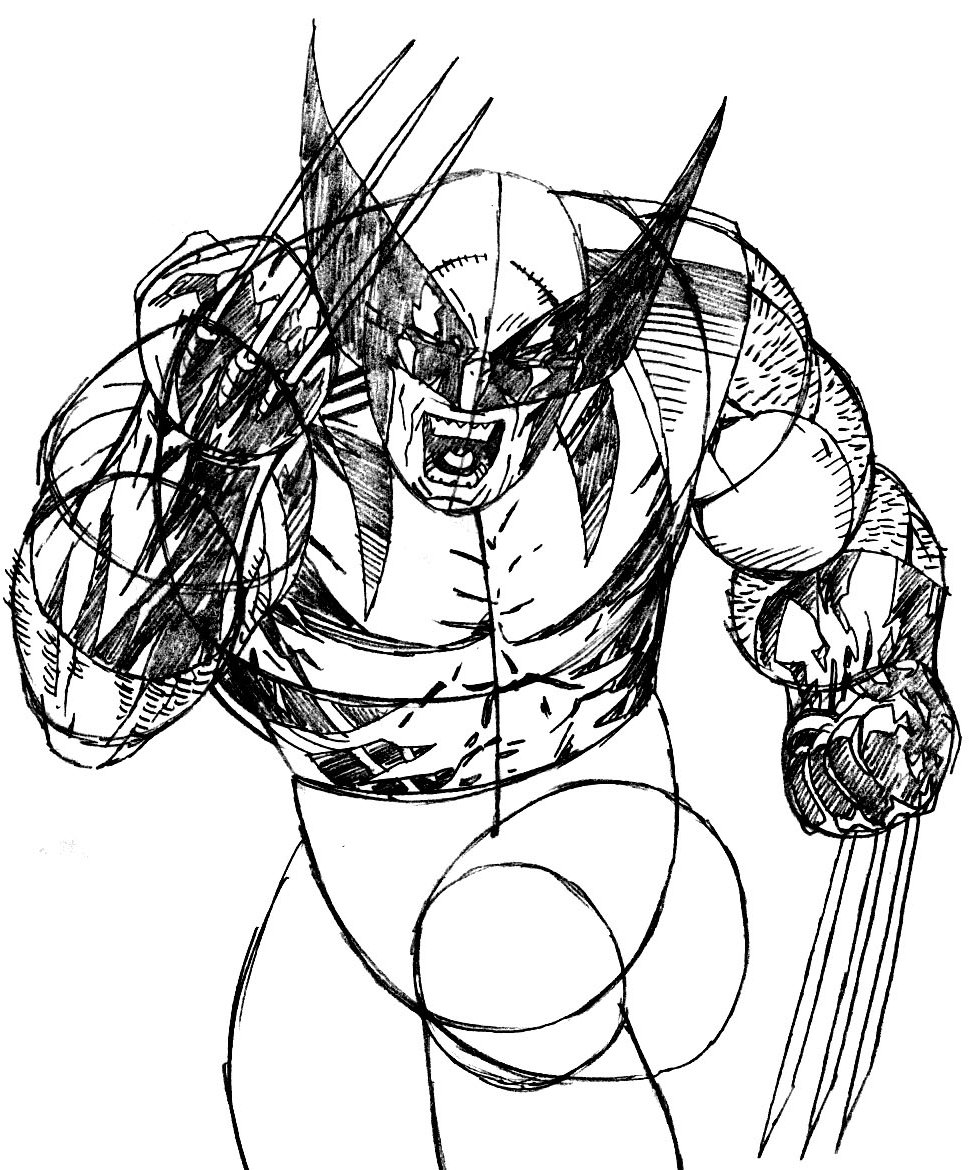 Step 9 : Drawing Wolverine from Marvel's X-Men Superhero Team Easy Steps Lesson Step 9 : Drawing Wolverine from Marvel's X-Men Superhero Team Easy Steps Lesson