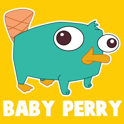 How to draw Baby Perry the Platypus from Phineas and Ferb with easy step by step drawing tutorial