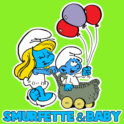 How to draw Smurfette and Baby Smurf from the Smurfs with easy step by step drawing tutorial