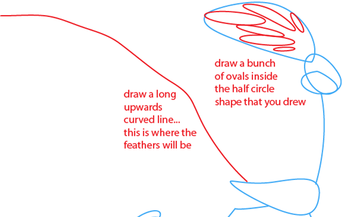 Step 4 : Drawing Road Runner from Looney Tunes Easy Steps Lesson