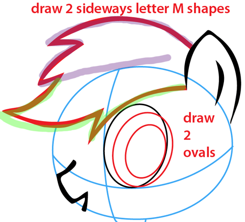 Step 4 : Drawing Rainbow Dash from My Little Pony Easy Steps Lesson