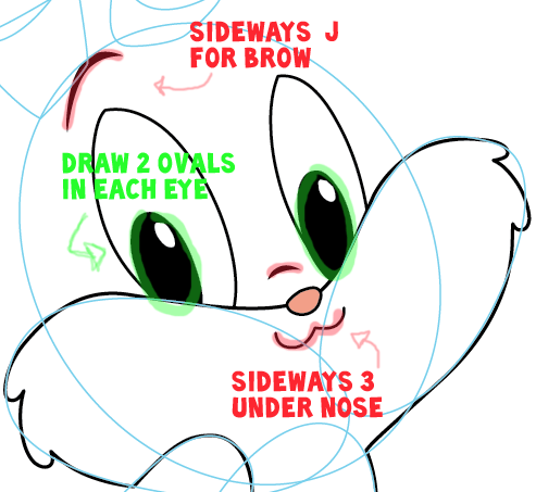 Step 6 : Drawing Baby Bugs Bunny from TinyToons Adventures Easy Steps Lesson Step 6 : Drawing Baby Bugs Bunny from TinyToons Adventures Easy Steps Lesson