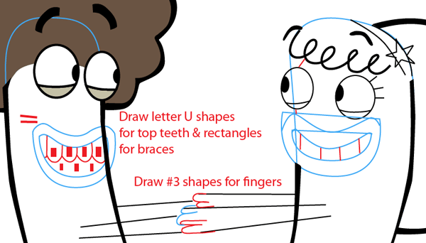 Step 7 : Drawing Oscar and Bea from Disney's Fish Hooks Easy Steps Lesson Step 7 : Drawing Oscar and Bea from Disney's Fish Hooks Easy Steps Lesson