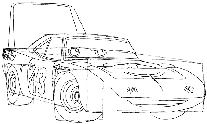 Step 7 : Drawing King from Pixar's Cars Easy Steps Lesson Step 7 : Drawing King from Pixar's Cars Easy Steps Lesson