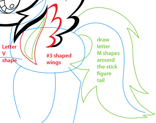 Step 7 : Drawing Rainbow Dash from My Little Pony Easy Steps Lesson