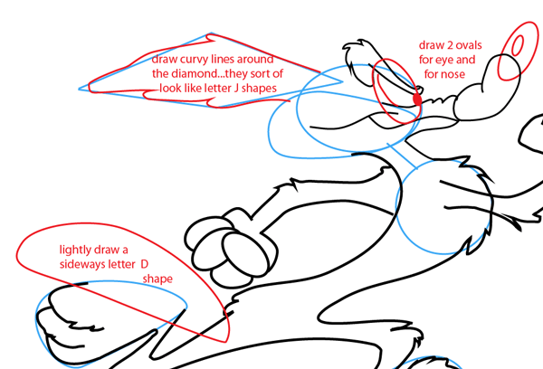 Step 10 : Drawing Wile E. Coyote from Looney Tunes Easy Steps Lesson Step 10 : Drawing Wile E. Coyote from Looney Tunes Easy Steps Lesson