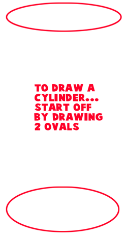 Step 1 : Drawing Cylinders and Drawing Shaded Cylindrical Objects with Cast Shadows Easy Steps Lesson
