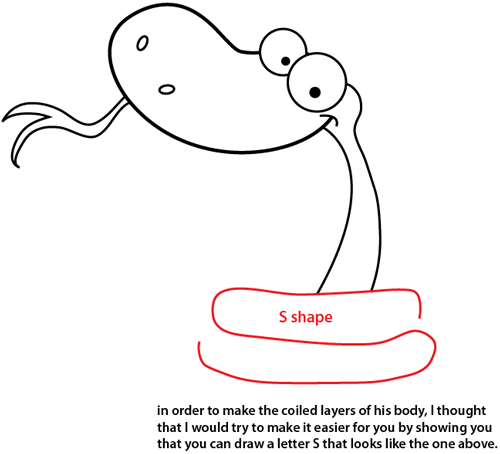 Step 6 : Drawing Cartoon Snake Easy Steps Lesson Step 6 : Drawing Cartoon Snake Easy Steps Lesson