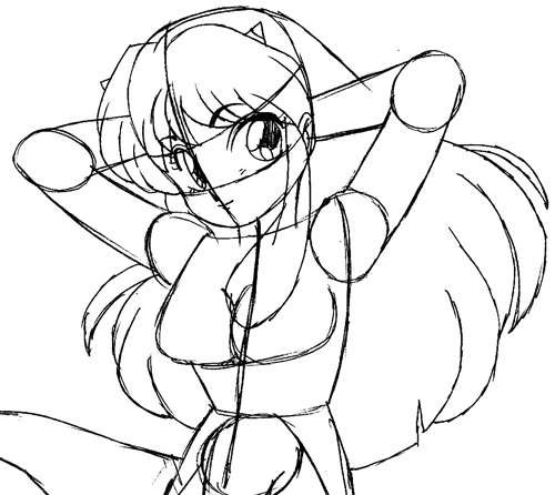 Step 7 : Drawing Lum Invader from Urusei Yatsura Easy Steps Lesson Step 7 : Drawing Lum Invader from Urusei Yatsura Easy Steps Lesson