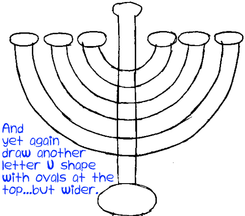 Step 4 : Drawing Hanukkah Lamp Easy Steps Lesson Step 4 : Drawing Hanukkah Lamp Easy Steps Lesson