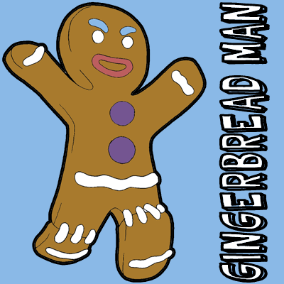 How to draw Gingerbread Man from Shrek with easy step by step drawing tutorial
