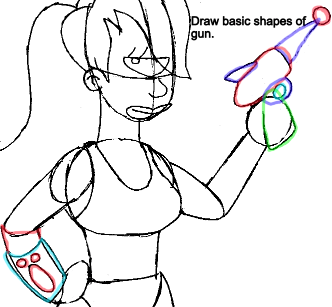 Step 8a : Drawing Leela from Futurama Easy Steps Lesson