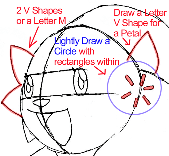 Step 6a : Drawing Shaymin from Pokémon in Easy Steps Lesson