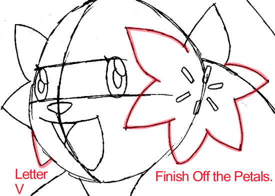 Step 6b : Drawing Shaymin from Pokémon in Easy Steps Lesson