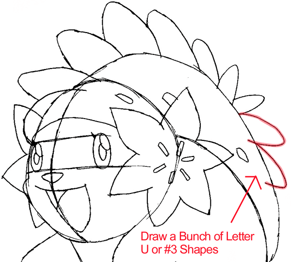 Step 7 : Drawing Shaymin from Pokémon in Easy Steps Lesson