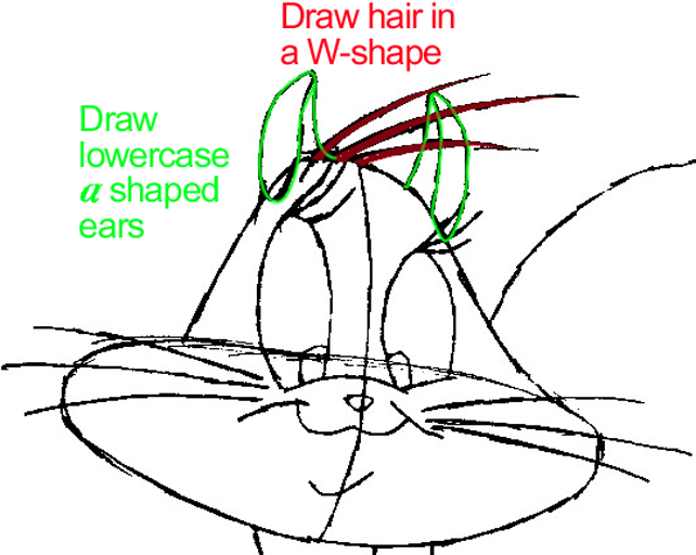 Step 7 : Drawing Penelope Pussycat from Looney Tunes in Easy Steps Lesson