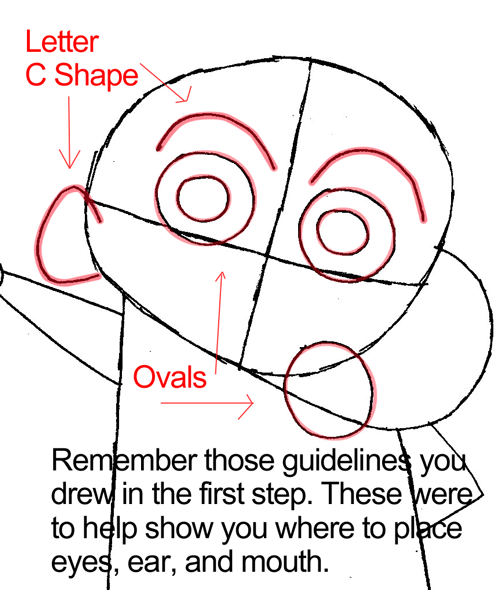 Step 6 : Drawing Shinnosuke Nohara from Crayon Shin Chan in Easy Steps Lesson