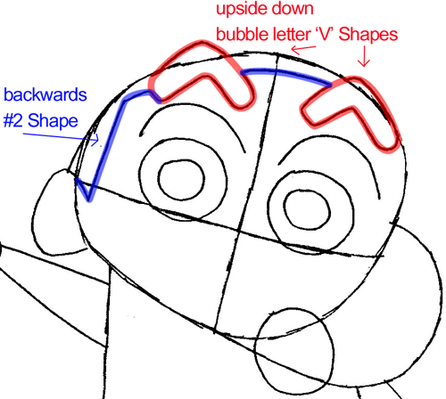 Step 7 : Drawing Shinnosuke Nohara from Crayon Shin Chan in Easy Steps Lesson