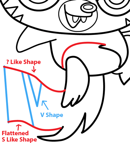 Step 11 : Drawing Katsuma from Moshi Monsters in Easy Steps Lesson